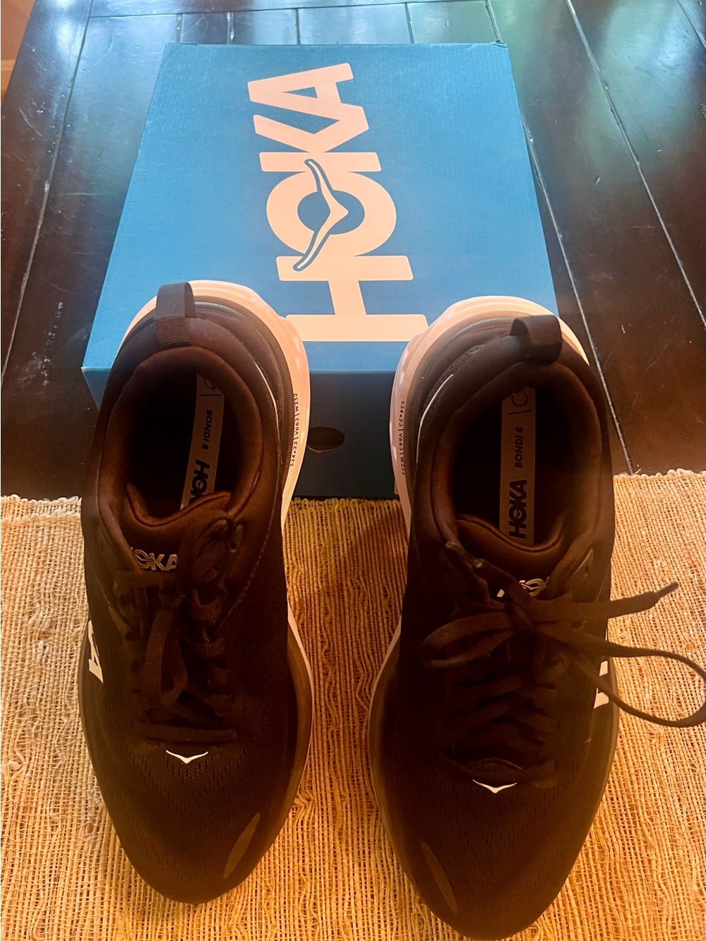 Hoka Women's Black Athletic Running Shoes with White Side Logo - Picture 2 of 7